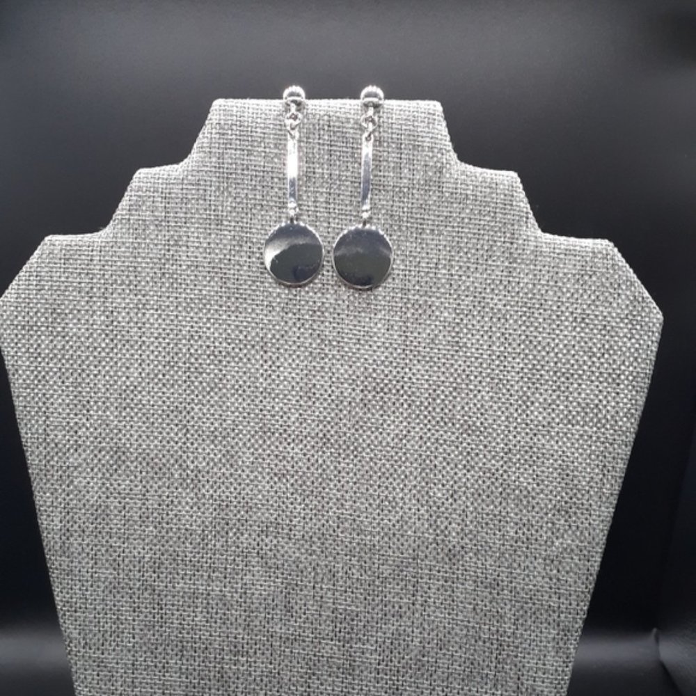 Silver Tone Geometric Dangle Drop Earrings NWOT